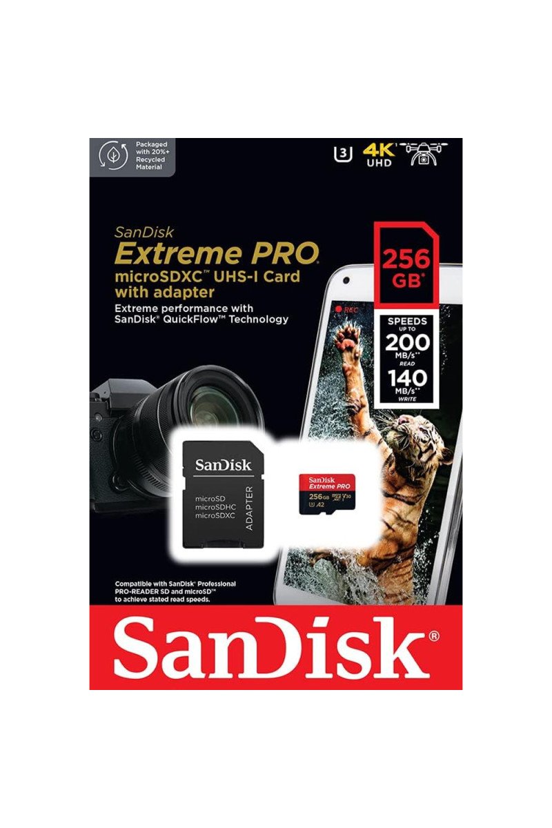 SanDisk Extreme Pro SD UHS I 256GB Card 4K-200MB/s