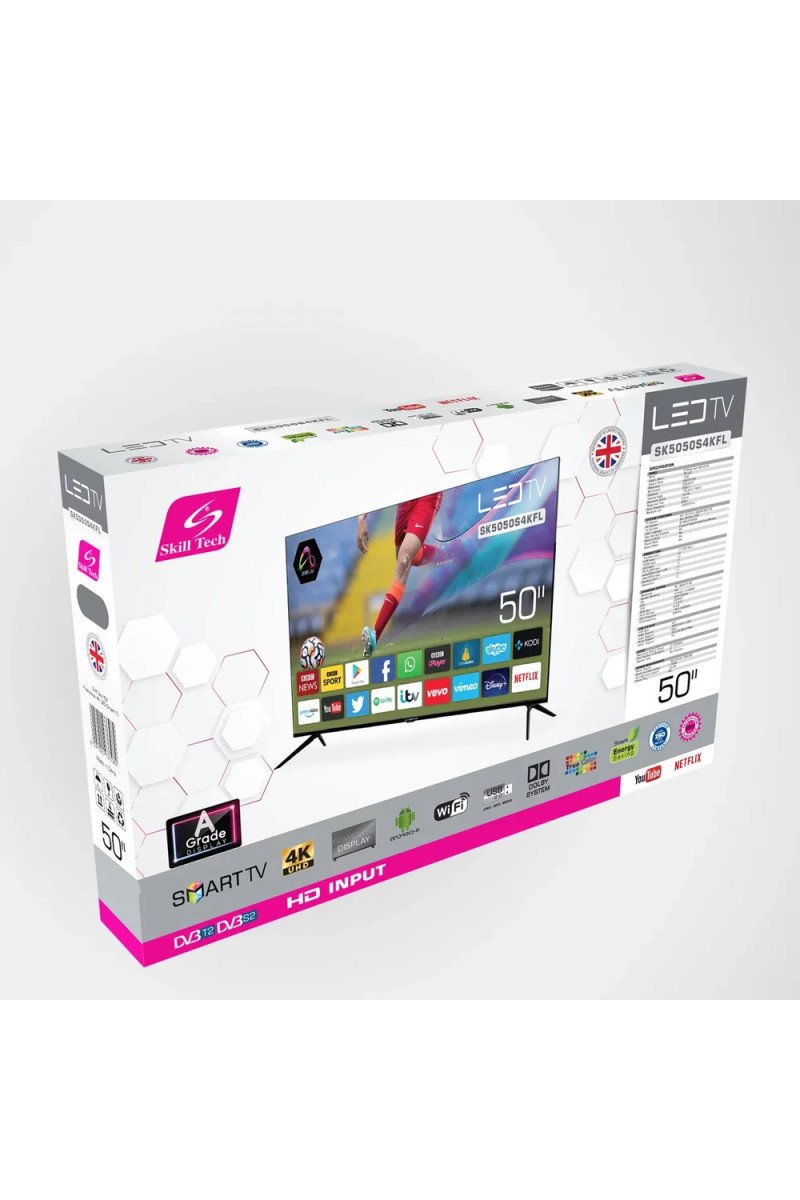 Skill Tech 50 "Smart 4K UHD Frameless LED TV Android 13 with A Grade panel