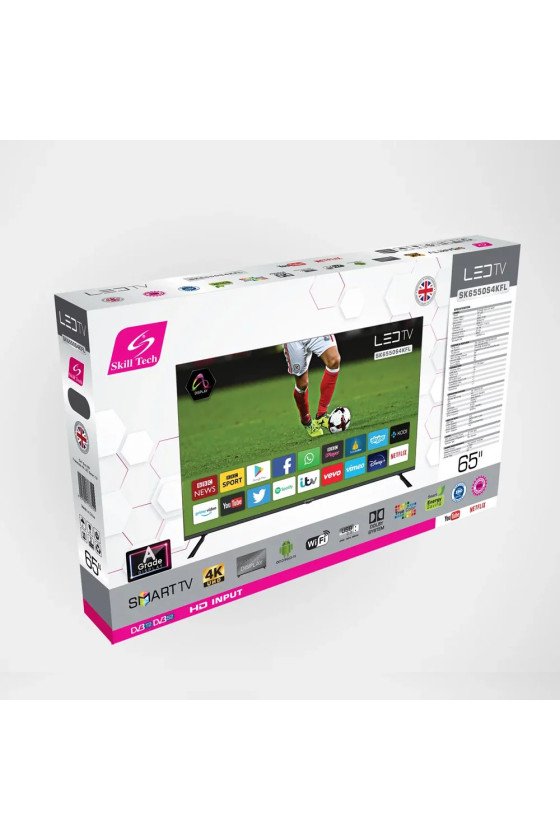 Skill Tech 65 "Smart 4K UHD Frameless LED TV Android 14 with A Grade panel