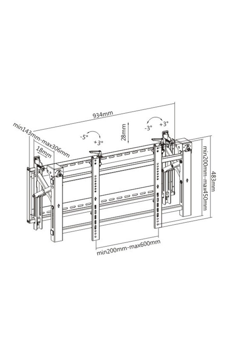 Brateck Pop-Out Video Wall Mount-45"-70" LED, LCD flat panel TVs